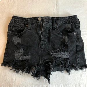 Ripped Black High Waisted Shorts